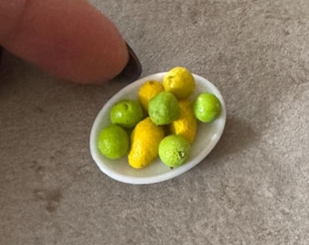 Miniature Dollhouse Bowl of Lemon and Limes in 1:12 scale one inch fruit