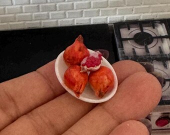 Miniature Dollhouse Pomegranates bowl in 1:12 scale one inch doll food fruit