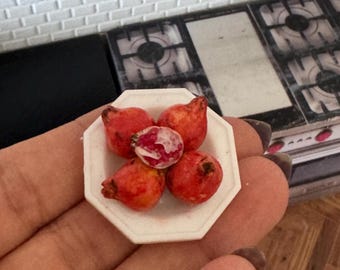 Miniature Dollhouse Bowl of Pomegranates in 1:12 scale one inch doll food fruit