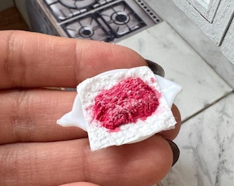 Miniature Dollhouse Ground Beef on a plate in 1:12 scale