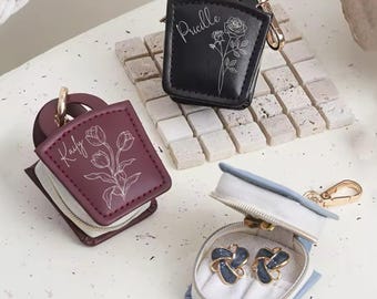 Mini Gym Ring Holder Travel Jewelry Box, Leather Ring Holder, Gift Travel Jewelry Case Keychain Ring Holder, Bridesmaid Wedding Gift