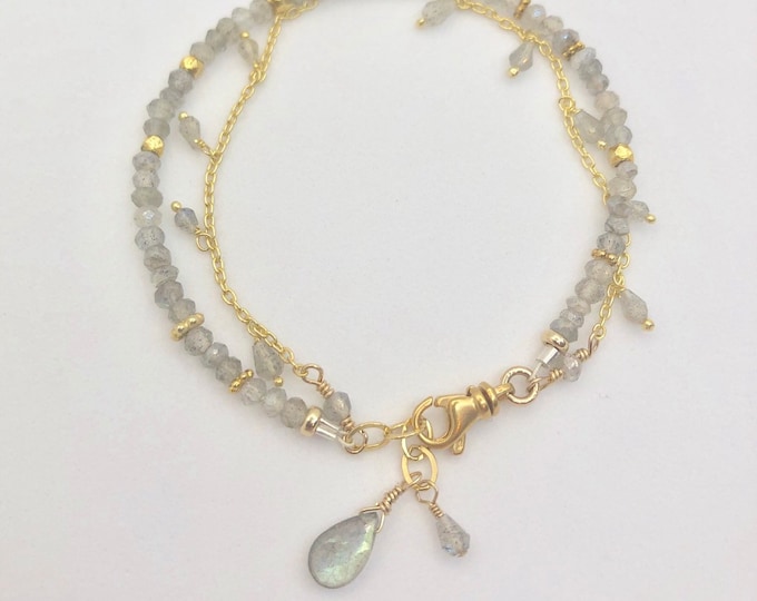 Gold and Labradorite Double Strand Bracelet