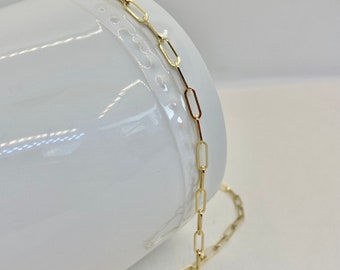 14 Karat Gold Paperclip Chain Necklace 18”