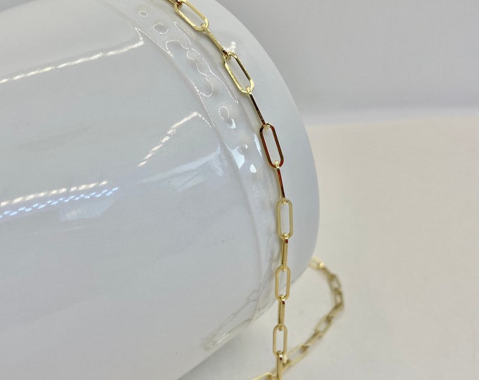 14 Karat Gold Paperclip Chain Necklace 18”