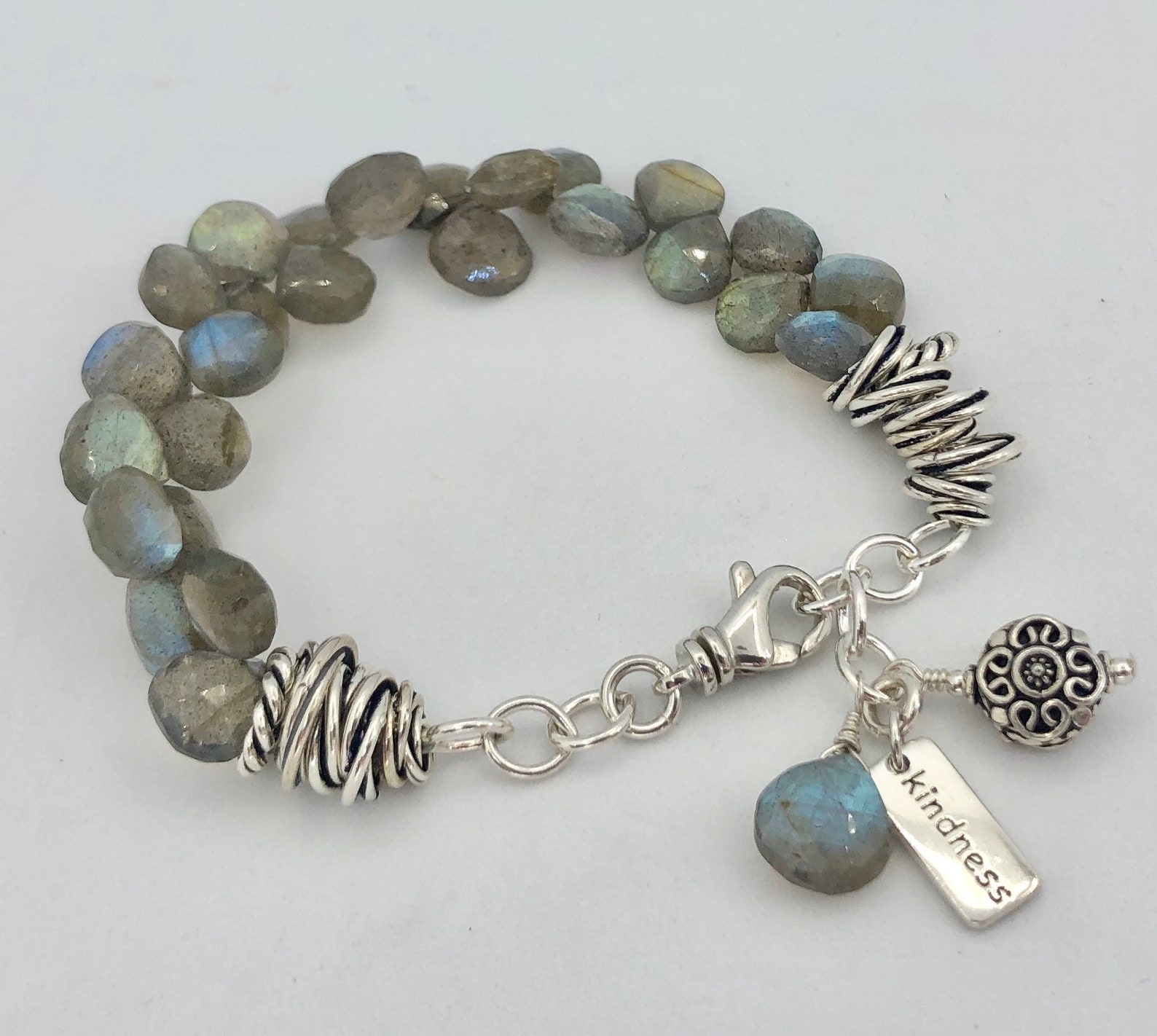 Heather Gardner - Bridal Dangling Faceted Labradorite Gemstone Necklace main image 1