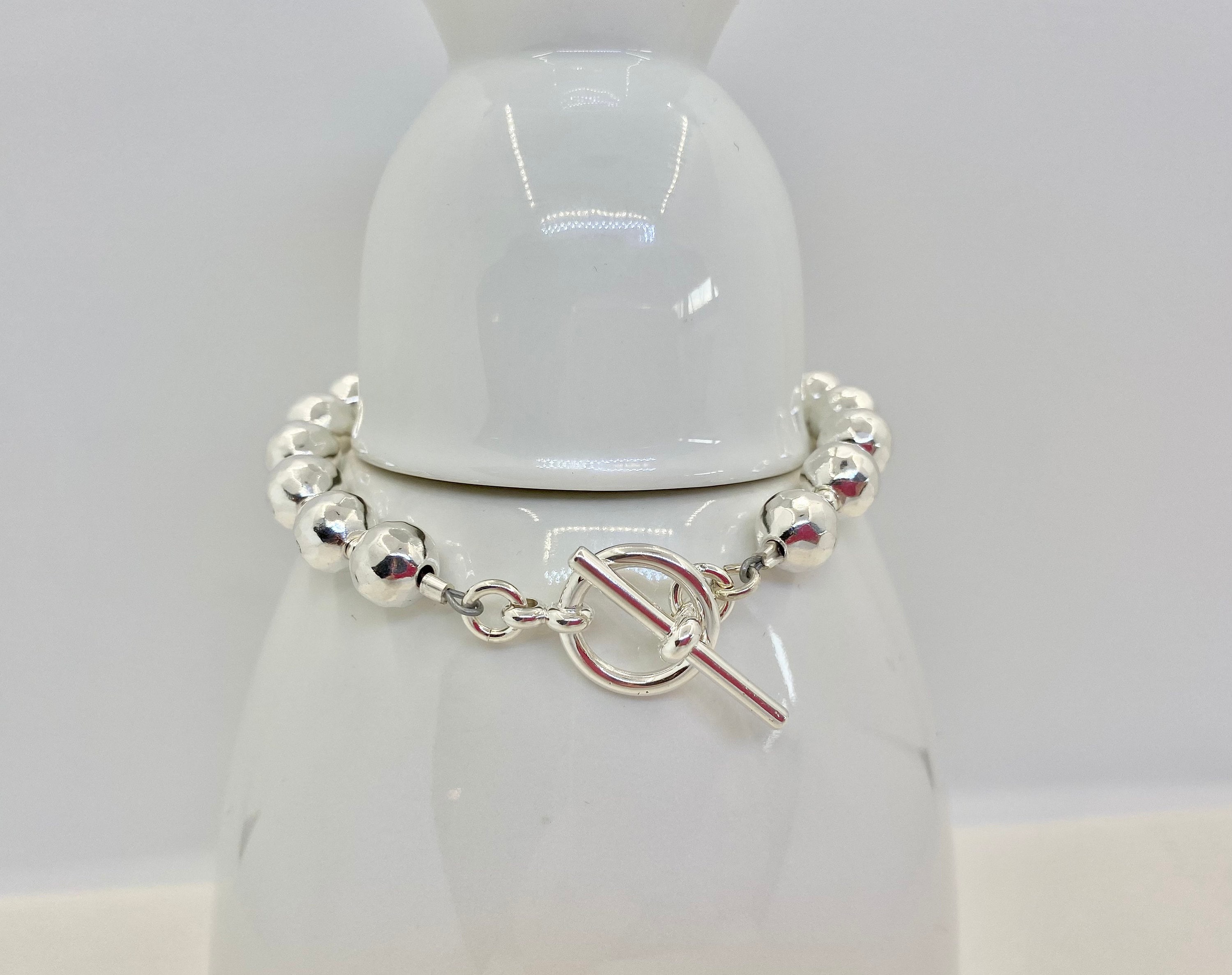 8mm Sterling Silver Beaded Bracelet