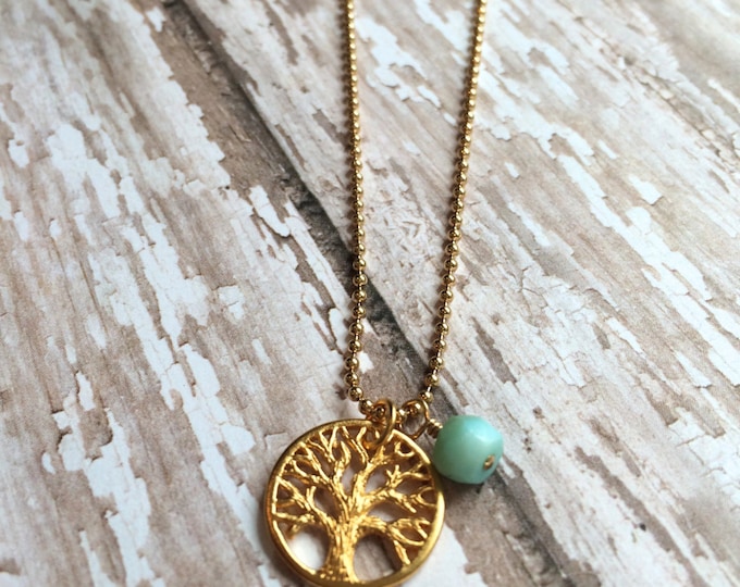 Gold Tree of Life Necklace | Mother's Necklace | Birthstone Necklace | Personalized