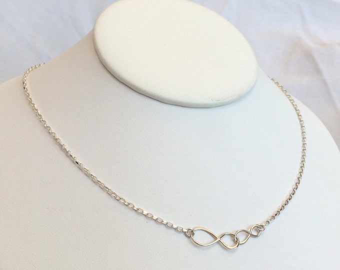 Mother Daughter Infinity Necklace--Sterling Silver 16", 14" or 12"  Perfect for Layering