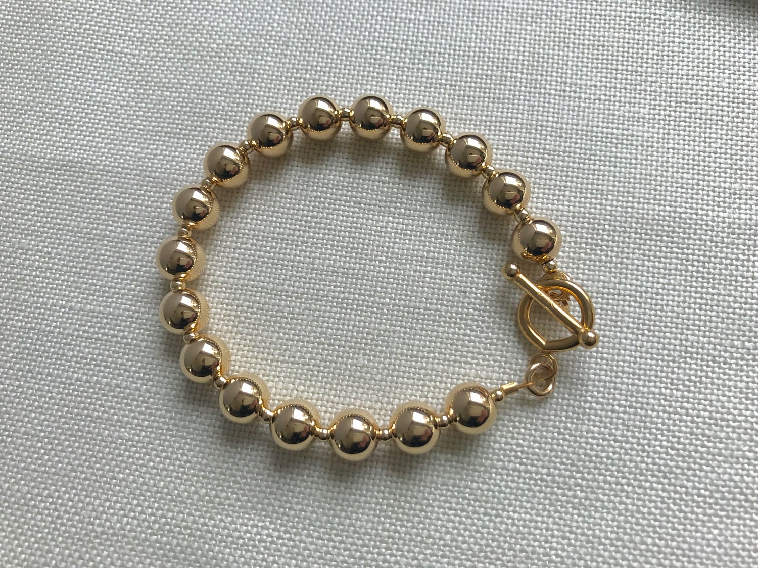 Solid 14 karat gold bead bracelet8 mm Classic Round Bead Bracelet Leslie Lewis Designs