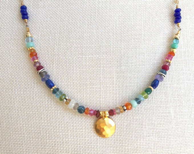 Multi Gemstone and Gold Necklace