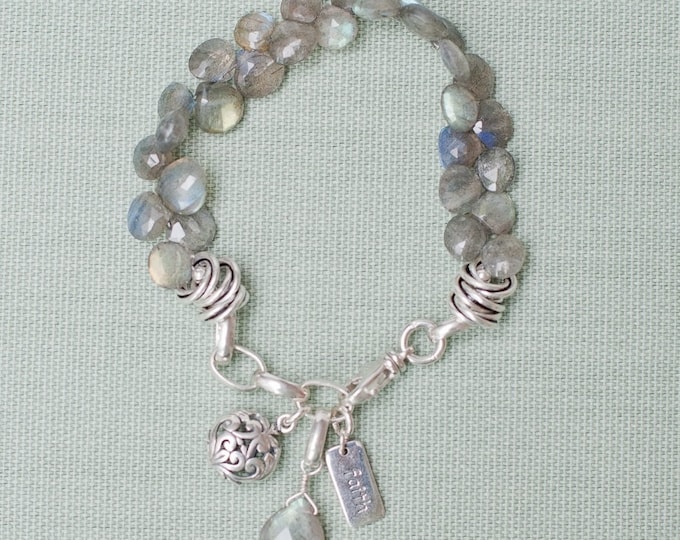 Faceted Labradorite Gemstone Charm Bracelet