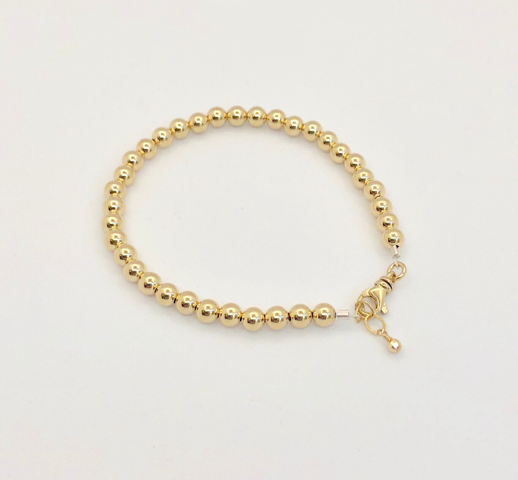 Solid 14 Karat Gold Bead Bracelet-5 mm