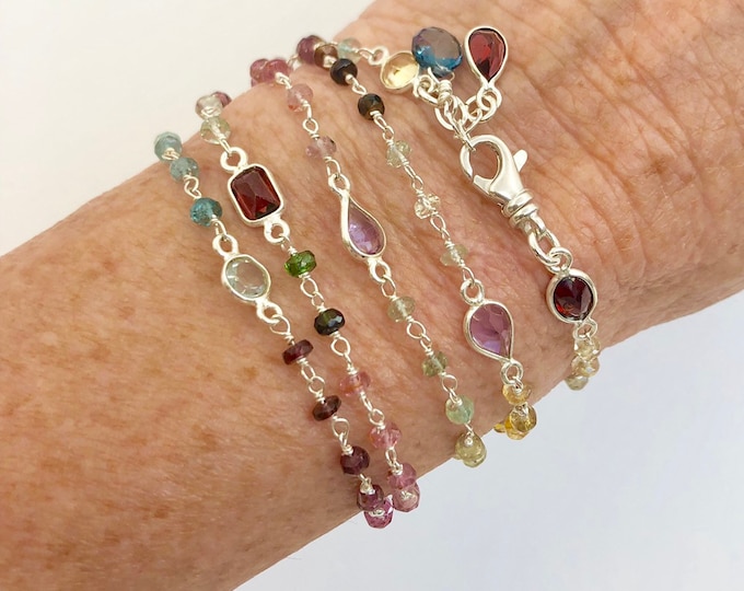 Tourmaline Wrap Bracelet | Gemstone Link Bracelet