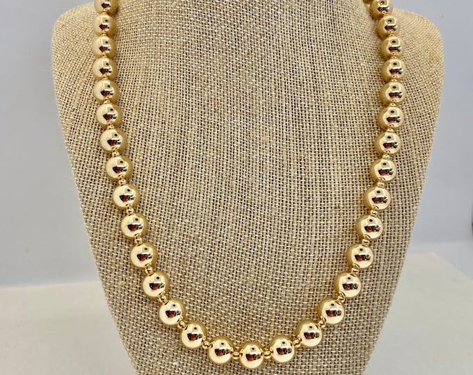 10mm Goldfill Bead Necklace | Classic Round Bead Necklace | 16”, 18” or 20”