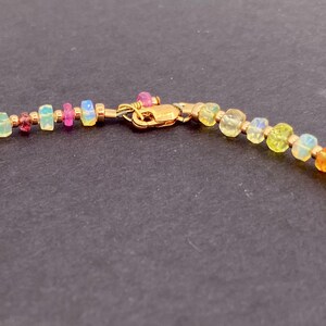 Opal and Rainbow Sapphire Anklet 10 October Birthstone Rose Gold image 3