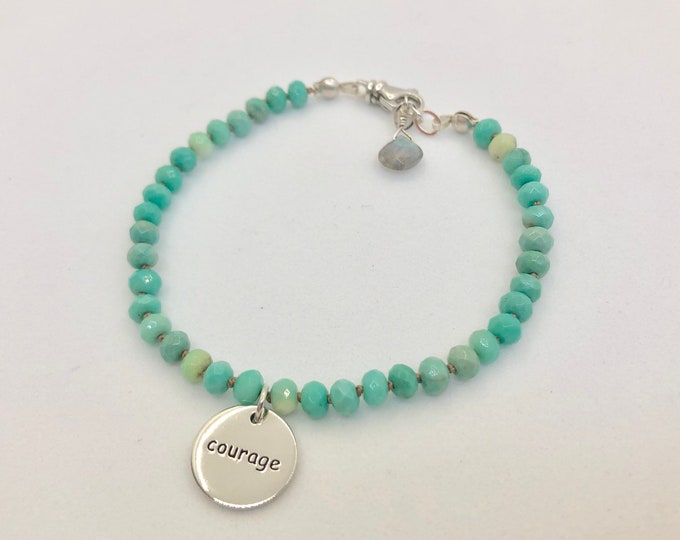 Chrysophrase Charm Bracelet for Courage and Strength