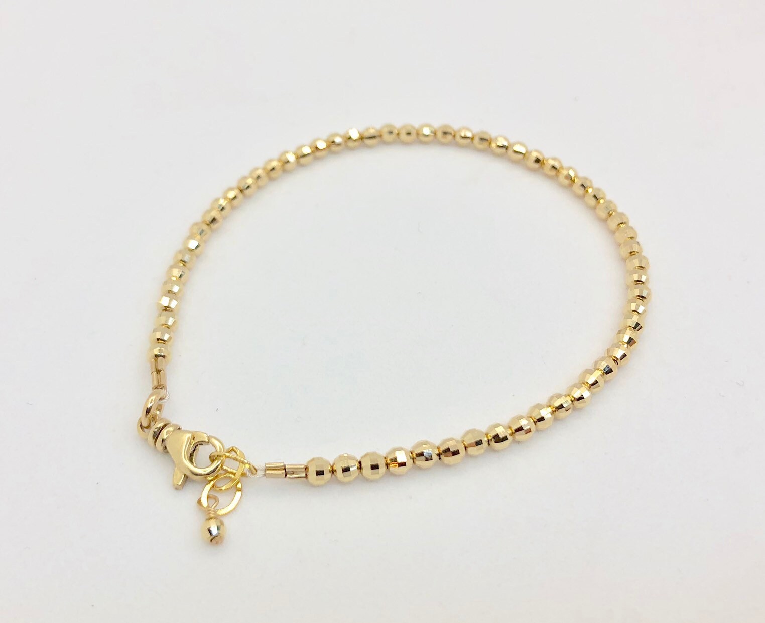 14 Karat Gold Bead BraceletMirrored 3 mm Etsy