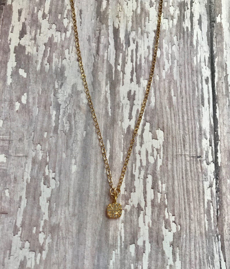 Solid 14 Karat Gold and Diamond Necklace--16 or 18