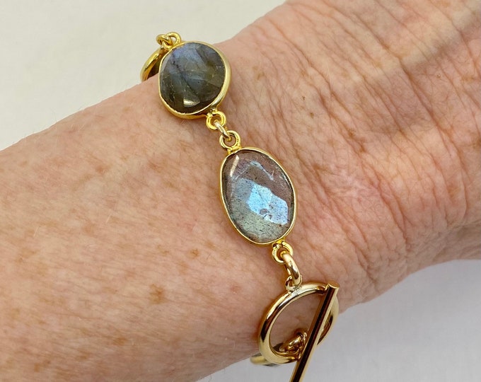 Labradorite Gold Link Bracelet