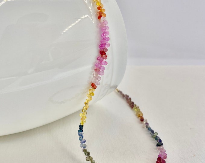 Rainbow Sapphire Necklace | Dazzling Gemstones on Gold