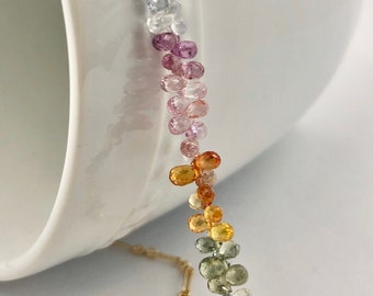 Rainbow Sapphire Necklace | Dazzling Gemstones on Gold