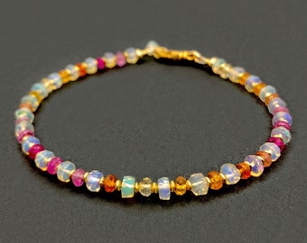 Opal and Rainbow Sapphire Bracelet | October Birthstone