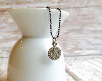 Pave Diamond Necklace on Rhodium Bead Chain