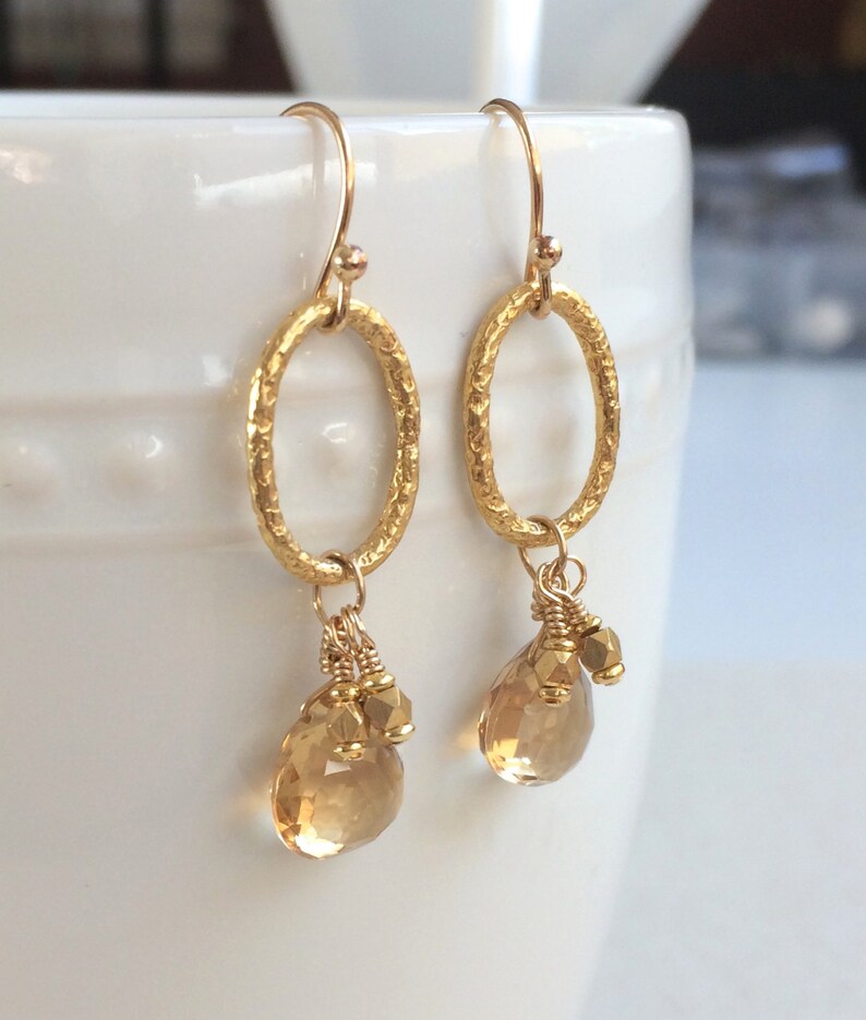 Champagne Citrine Dangle Earrings Perfect Golden Earring for Etsy