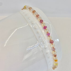 Opal and Rainbow Sapphire Anklet 10 October Birthstone Rose Gold image 2