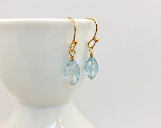 Blue Topaz and Gold Earrings