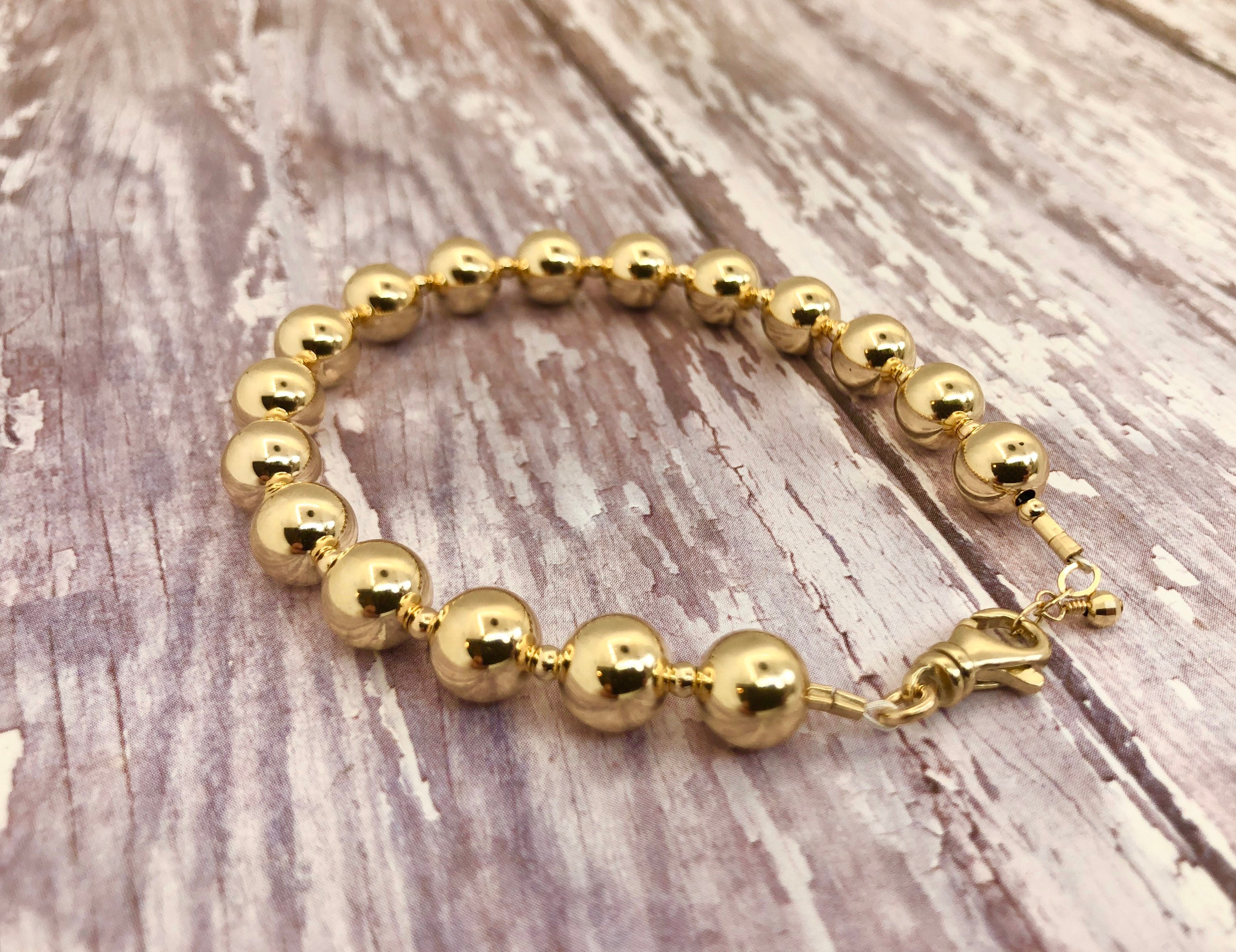 8mm 14k Gold Round Bead Bracelet