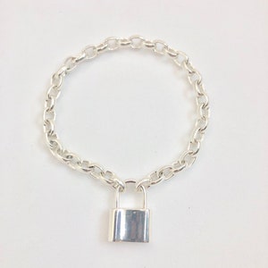 Sterling Silver Padlock Charm Bracelet