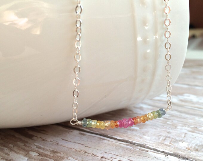 Multi Colored Sapphire Necklace--16" Perfect for Layering