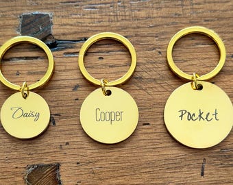 Custom Gold Colored Stainless Steel Pet ID Tag, Engraved Dog Tag, Cat ID Tag, Personalized Pet Tag, Engraved Pet Tag, Pet Accessories