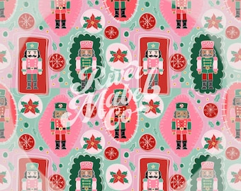 Nutcracker Seamless Pattern, Retro Christmas Fabric (Digital Download)