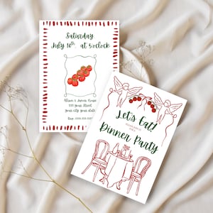 Italian Dinner Party Invitation: Cherub Tomato Theme, Editable Canva Template