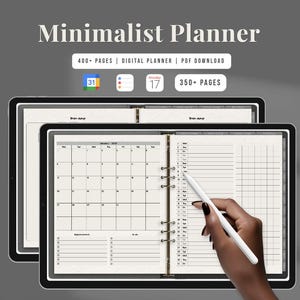 Minimalist Digital Planner  | iPad Planner | GoodNotes Planner, Notability Templates, Daily Planner, Weekly, Monthly journal