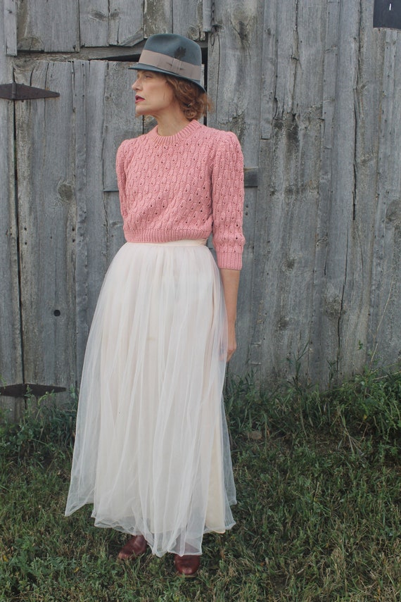 80's Tulle Maxi Skirt Ballet Pink Small