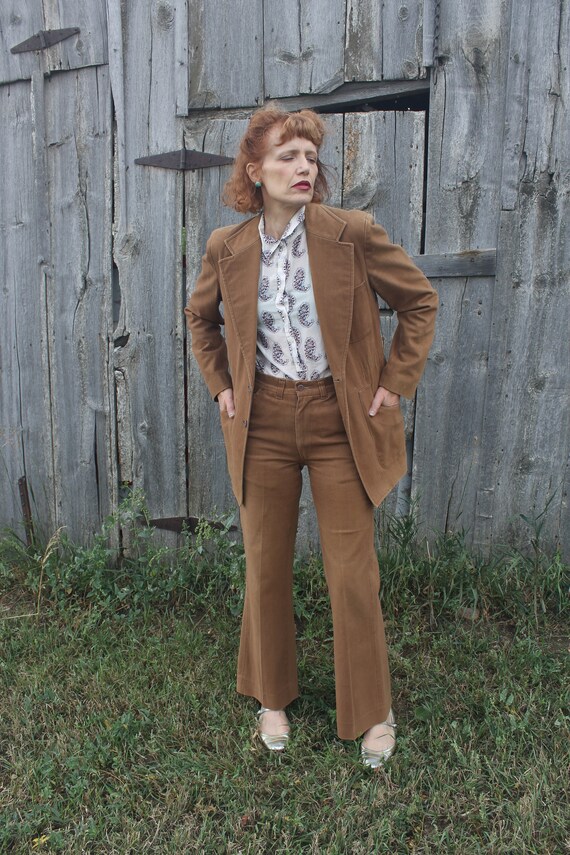 Vintage 70's Suit Polished Cotton Small