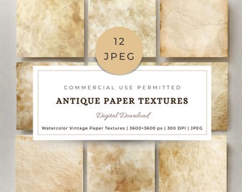 Antique Watercolor Paper Textures – Vintage Backgrounds (Digital Download)