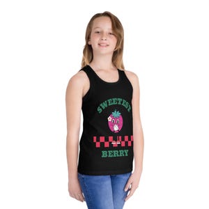 Sweetest Berry Youth Girl Tank Top, Kids Tank Top, Children&#39;s Sleeveless Shirt, Summer Fruit Tee, Girls&#39; Summer Clothing
