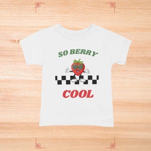 Berry Cool Strawberry Toddler Tee, Kids Graphic Tshirt, Fruit Print Child Shirt, Summer Fruit Tee, Toddler Graphic Tee