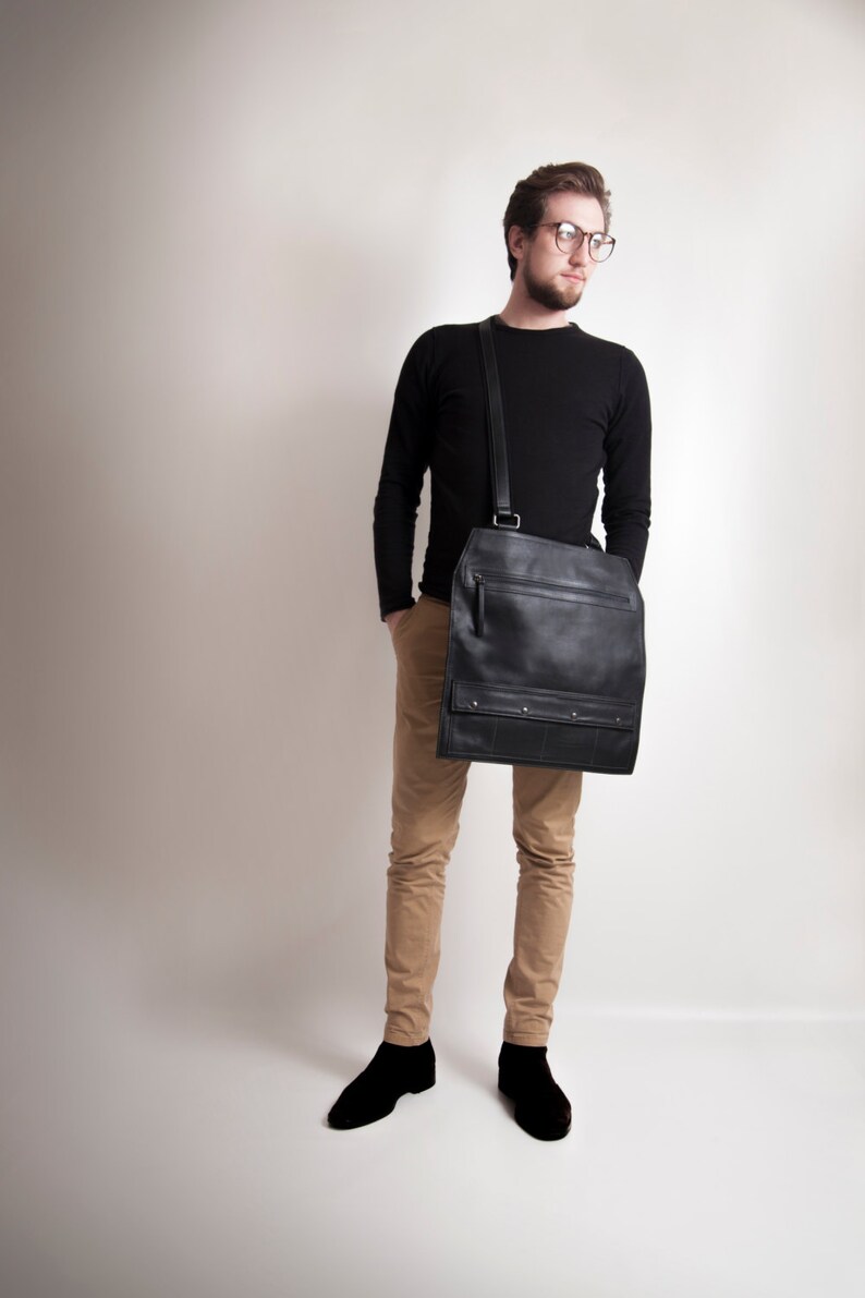 Italian Leather Messenger Leather Crossbody Men Business Bag Etsy