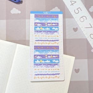 Feuille d'autocollants blocs/séparateurs de ciel étoilé nuageux | carnets, agendas, scrapbooking, travaux manuels