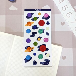 Planètes et feuille d'autocollants de l'espace | carnets, agendas, scrapbooking, travaux manuels