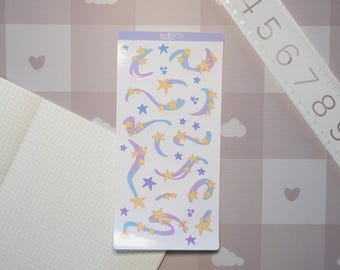 Swoopy Shooting Stars Sticker Sheet | journals, planners, scrapbooking, crafts