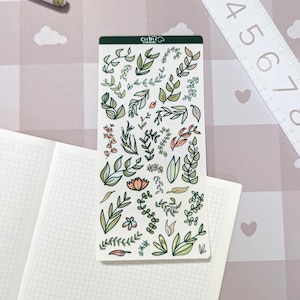Hoja de pegatinas de plantas y flora / diarios, planificadores, scrapbooking, manualidades