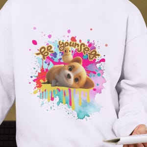 Cute Dog and Chick Digital Shirt Design – Be Yourself Graffiti Style