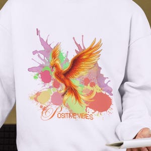 Positive Vibes Phoenix-shirtontwerp – digitale download voor T-shirts en kleding