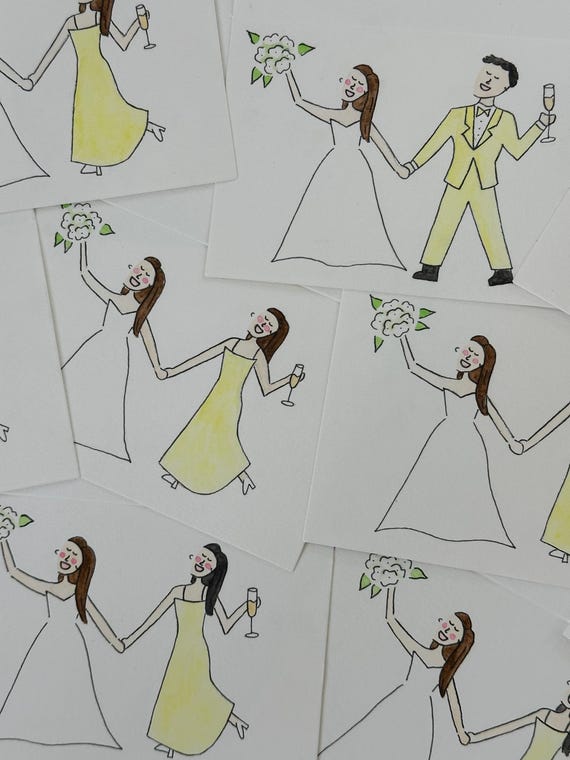 Bridesmaid Watercolor Portrait Cards